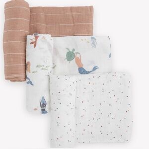 ••NEW Little Unicorn Cotton Muslin Swaddle Blanket 3 Pack - Mermaids